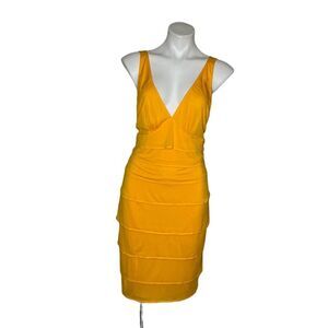 YIGAL AZROUEL Cocktail Dress Tiered Deep V Neckline Straps Size 2